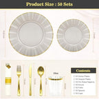 Glowserve 350 PCS Scalloped Plastic Plates Dinnerware Set for 50 guests - Image 6