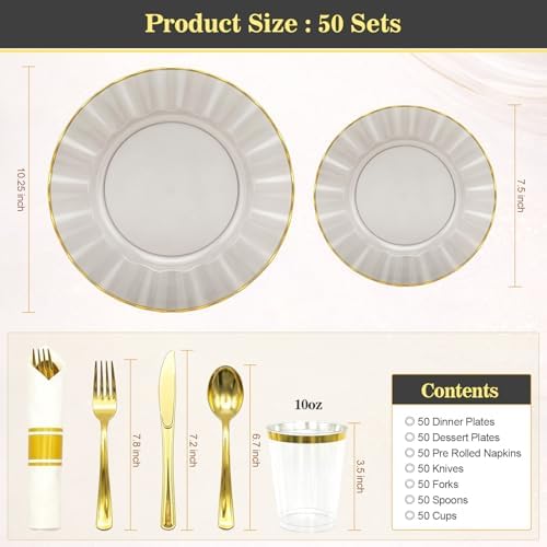 Glowserve 350 PCS Scalloped Plastic Plates Dinnerware Set for 50 guests - Image 6