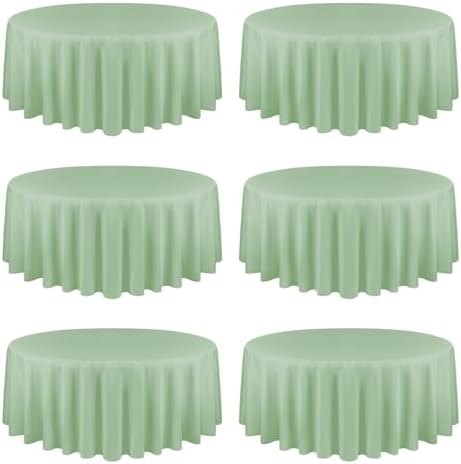 YMHPRIDE 6 Pack Round Tablecloth Sage Green Table Cloths 90 Inch Polyester Round Tablecloth,Sage Green Tablecloths Round 90 inch Washable Fabric Table Covers for Wedding,Party,Dining,Banquet by YMHPRIDE