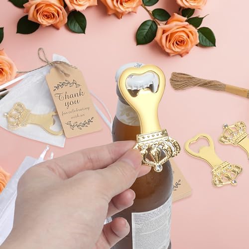 30Set Crown Bottle Openers Wedding Favors for Guests with Organza Bags Thank You Tags and Burlap Twine, Baby Shower and Birthday Decorations Bridal Souvenirs Return Gifts - Image 4