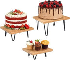 3 Pcs Buffet Risers, Wood Square Food Riser Dessert Table Display Stand Set for Party Wood Cupcake Stands Nesting Table for Home Decor (Square, natural) by Unknown