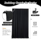 10 x 7 Feet Black Backdrop Curtain for Partie, Background Curtains for Photoshoot, Birthday, Wedding, Halloween, Christmas, Anniversary, Engagement Party Decorations 5Ft x 7Ft, 2 Panels - Image 2