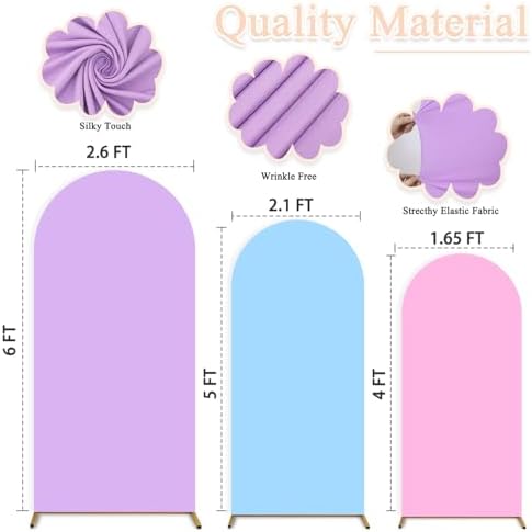 Wedding Arch Cover Set of 3 Arch Backdrop Cover 6FT 5FT 4FT Spandex Backdrop Cover for Arches Stand Balloon Arched Stand Cover Rainbow for Birthday Party Baby Shower Banquet Arches Decorations - Image 3