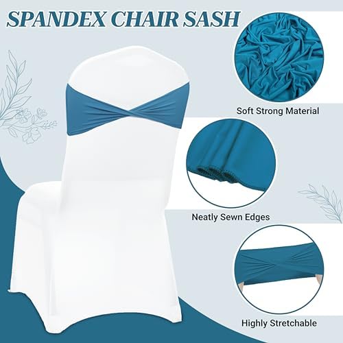 MDS Pack of 200 Spandex Chair Sashes Without Slider Buckles – Dark Teal - Image 3