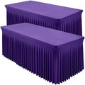 2 Packs Purple Spandex Table Covers 6 Foot, Fitted Stretch Table Cloth with Skirts 72x30 Inch, Wrinkle-Free Floor Length Rectangle Tablecloths for Trade Show Weddings Parties Banquets Events by Shillance