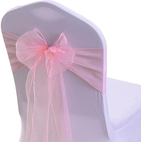 Organza Pink Chair Sashes 50 Pack 7x108 inches Sheer Chair Bows for Wedding Party Birthday Banquet Hotel Restaurant Bridal Shower Baby Shower Event Decorations Tulle Chairs Knots Ties - Image 3