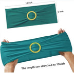 Turquoise Chair Sashes 50 Pack, Spandex Turquoise Chair Bows with Gold Buckle for Wedding Decoration, Teal Chairs Bands for Party Banquet Gender Reveal Décor - Image 4
