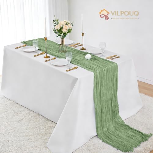12Pack Sage Green Cheesecloth Table Runner 10FT Wedding Party Decor - Image 2