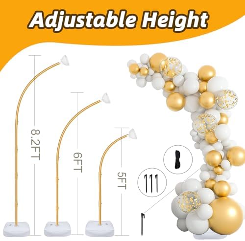 8.2FT & 6FT Balloon Arch Kit, Half Arch Balloon Stands for Floor, Gold - Image 6