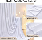 50ftx8ft White Wrinkle Free Backdrop Curtains for Parties, 10 Panels 5×8ft Silky Soft Polyester Wedding Drapes for Backdrop Decor Birthday Party Baby Shower Photo Photography Background Curtain - Image 4