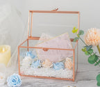 Glass Wedding Card Box with Slot, 10.2 inch Large Clear Card Box for Wedding Receptions, Rose Gold Gift Card Storage Box for Baby Shower, Birthday Party, Bridal Shower - Image 3