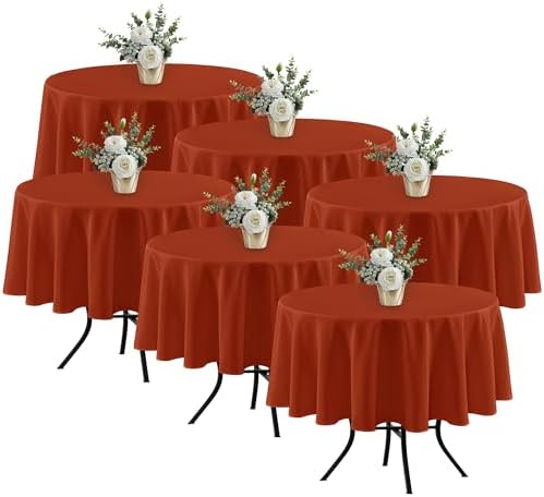 Fitable 6 Pack Rust Tablecloths 70 Inch Round for 36"-48" Tables by Fitable