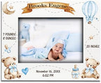 BELLA BUSTA-Personalize Baby Teddy Bear Birth Announcement Theme Picture Frame- Baby Shower, Birth Details Keepsake (Boy-Blue (5x7 Horizontal)) by BELLA+BUSTA