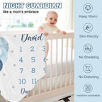 Personalized Baby Monthly Milestone Blanket Boy or Girl - Balloon Bear Months Blanket with Wood Frame and Newborn Wooden Sign - Growth Chart Milestone Blanket 1-12 Month Milestones - Image 6