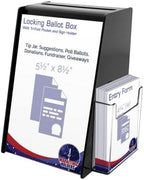 Marketing Holders 10 Pack Acrylic Suggestion Ballot Box with Lock and 4" Trifold Pocket Black Acrylic with 5.5" x 8.5" Slide in Header Sign Holder Countertop Bin by MarketingHolders