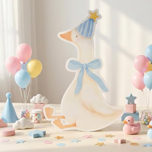 One Silly Goose Birthday Decorations Life Size Cardboard Cutout 35 x 24 Inch, Silly Goose Backdrop Stand Up for 1st Birthday Party, Baby Shower & Duck Farm Animal Birthday Photo Prop (Powder Blue) - Image 6