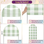 Spring Green Plaid Arch Backdrop Cover 6.6 FT, Simple Art Green Gingham Striped Wedding Arch Cover Stretchy Backdrop Stands Covers for Birthday Bridal Party Celebration Ceremony Banquet Decor - Image 6