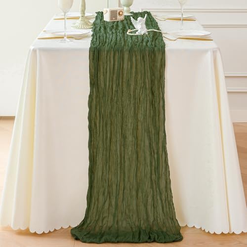 Sioloc 5 Pack Moss Green Cheesecloth Table Runner 120'' x 35'',Spring Easter Decor Soft Gauze Boho Wedding Table Decor for 10ft Table Birthday Party,Baby Shower, Bridal Shower, Home & Event Decor - Image 4