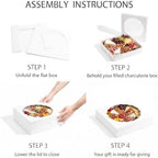 12x12x2.5 Inch Premium Large Bakery Boxes with Window, 30 Pack Food Safe Donut Boxes with Lids, Easy Assembly Pastry Boxes for Dozen Donuts, Cookies, Chocolate Covered Strawberries and Treats - Image 4