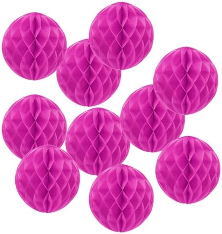 PATIKIL 10pcs 14" Honeycomb Balls Tissue Paper Pom Poms, Party Hanging Paper Honeycomb Balls Decoration for Birthday Wedding Home Backdrop Decor, Fuchsia by PATIKIL