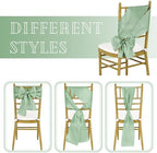 fani 60 PCS Satin Chair Sashes, 7x78 Inch, Sage Green - Image 4