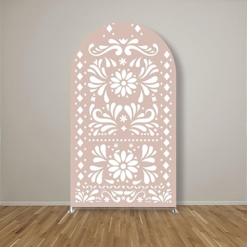 Beige Arch Backdrop Cover for Mexican Fiesta Party Decoration Stretchy Arch Stand Fabric Baptismx Baby Shower Cake Table Supplies (Cover Only) (G3738,3.3ftx6.6ft (CoverOnly)) - Image 2