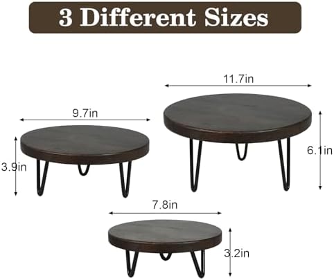 3 Pcs Buffet Risers, Wood Round Food Riser Dessert Table Display Stand Set for Party Wood Cupcake Stands Nesting Table for Home Decor (Walnut) - Image 3