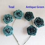 D-Seven Artificial Flower, Teal Roses with Stem, 50pcs - Image 6