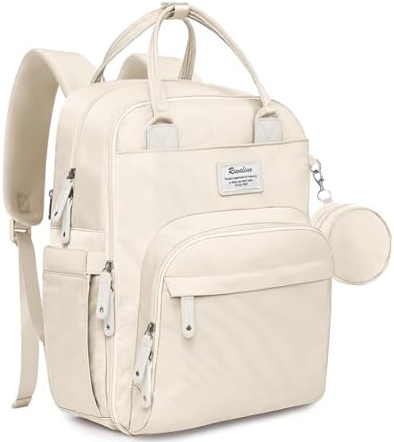 RUVALINO Baby Diaper Bag Backpack with Changing Pad, Waterproof, Beige by RUVALINO