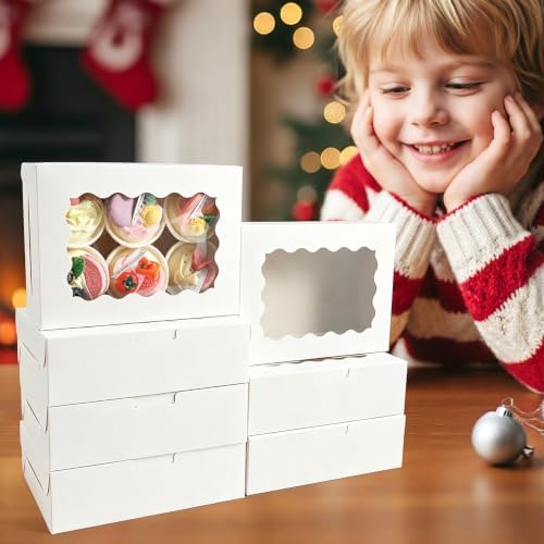 White Bakery Boxes 8x6x2.5 Inch, 50 Pack Dessert Treat Boxes with Stickers - Image 7
