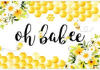 Oh Babee Baby Shower Party Backdrop Colorful Flowers Yellow Honeycomb Baby Shower Party Decorations Background Bee Sweet Honey Gender Reveal Party Birthday Party Studio Props 15x10ft - Image 2
