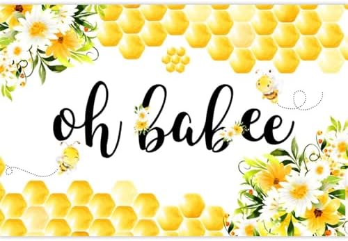Oh Babee Baby Shower Party Backdrop Colorful Flowers Yellow Honeycomb Baby Shower Party Decorations Background Bee Sweet Honey Gender Reveal Party Birthday Party Studio Props 15x8ft - Image 2