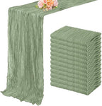 12 Pack Sage Green Cheesecloth Table Runner 10FT Rustic Gauze Fabric Cheese Cloth Table Runner for Wedding Bridal Baby Shower Table Decor 20 x 120 Inch Long Boho Sheer Birthday Party Table Decorations by FoliafeelHome