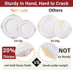 Nervure 700PCS Rose Gold Plastic Plates - Rose Gold Plastic Dinnerware Sets for 100 Guests - 200 White Disposable Plates, 300 Silverware, 100 Cups, 100 Napkins for Wedding & Party - Image 6