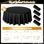 Buryeah 12 Pcs 84 Inch Black Round Plastic Disposable Table Cloth Waterproof Tablecloth Circle Table Covers for Bridal Wedding Birthday Party Gender Reveal Baby Shower - Image 3