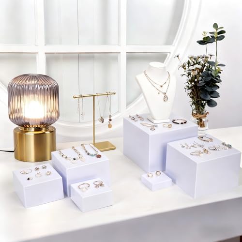 6 Pcs White Buffet Risers and Stands, Food Risers for Buffet Table, Display Stand Shelf for Party, Catering, Jewelry & Collectibles, White Acrylic Nesting Boxes for Food Display - Image 6