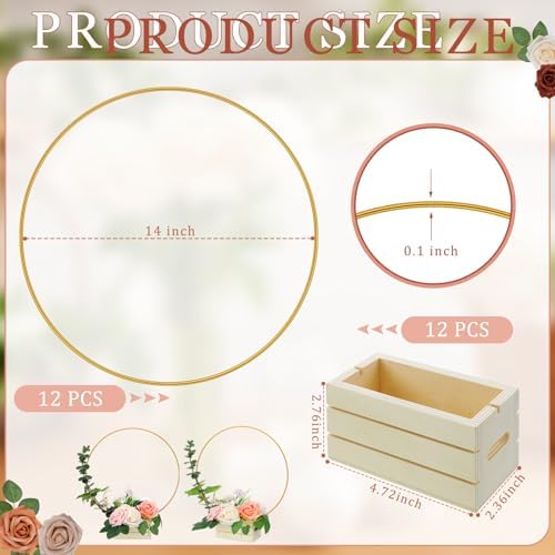 FoldTier 24 Pcs 14 Inches Metal Floral Hoop Centerpiece with Tables Stand - Image 2