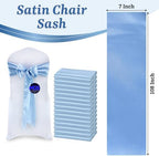 MDS® Pack of 25 Satin Chair Sashes for Wedding & Events – Baby Blue - Image 3