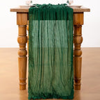 DeZerlor Emerald Green Cheesecloth Table Runners 2 Pack Christmas Runners - Image 3