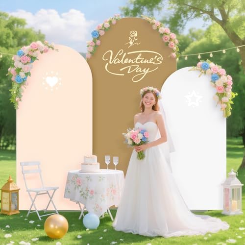 Spandex Arch Backdrop Cover Brown Arch Cover Set of 3 (7.2FT, 6.6FT, 6FT) Wedding Arches Frame Covers Stretchy Backdrop Fabric Chiara Arched Covers for Baby Shower Gender Reveal Birthday Party Decor - Image 3