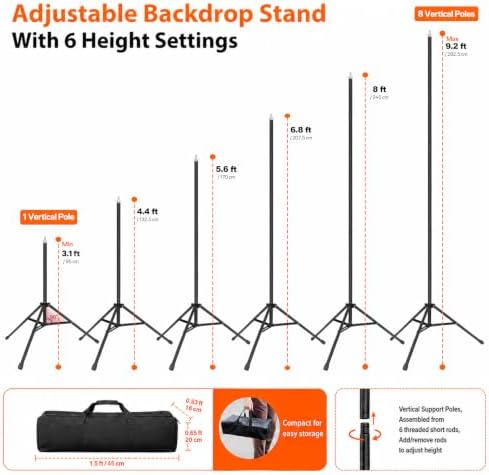 Backdrop Stand 10x9.2 Ft (WxH), 7 Widths Adjustable Background Stand - Image 3