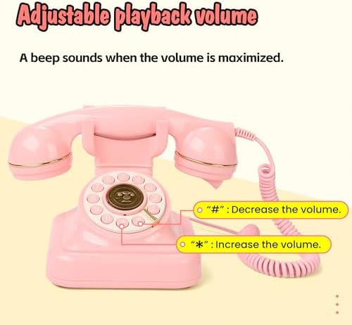 Audio Guest Book Wedding Phone with One-Touch Playback & Adjustable Volume for Wedding, Anniversary, Birthday Parties, Baby Shower(Pink S) - Image 3