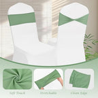 Sage Chair Sashes Bows 100 Pcs Spandex Chair Sashes Elastic Chair Cover Bands Ties Without Buckle for Wedding Birthday Party Ceremoney Events Decoration - Image 4