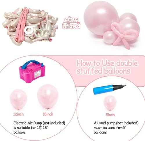 Pearl Pink White Balloons Double Stuffed Pastel Light Pink Balloon Arch Kit With Long Balloons for Baby Shower Birthday Bridal Wedding Princess Party Decorations - Image 6