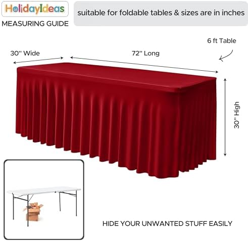 6 Pack Red Tablecloths Spandex Table Covers 6ft for Christmas Decor - Image 5