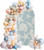 Summer Marine Life Arch Backdrop Cover 7.2 FT, Graffiti Corals Shell Conch Sea Starfish Pale Blue Wedding Arch Cover Stretchy Backdrop Stands Covers for Birthday Party Ceremony Banquet Decor - Image 2