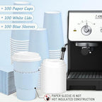 Whaline 100 Pcs Light Blue Disposable Coffee Cups with Lids and Sleeves 16 Oz Insulated To Go Paper Cups for Winter Home Restaurant Travel Wedding Birthday Baby Shower Party Supplies - Image 3