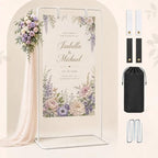 Wedding Welcome Sign Stand, 31.5 x 68.9 in White Metal Easel Stand by Unknown