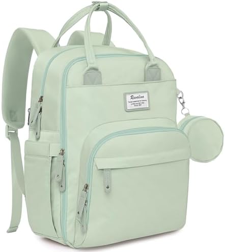RUVALINO Diaper Bag Backpack-Multifunction Baby Travel Bag with Changing pad, Insulated Bottle Holders & Pacifier Case, Large Capacity, Waterproof, Mint Green by RUVALINO