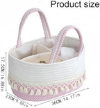 Personalized Diaper Caddy Organizer With Name, Custom Woven Cotton Rope Storage Basket With Tassels, Nursery Decor Piece Featuring A Removable Divider For Organizing Baby Essentials Or As Gift - Image 6